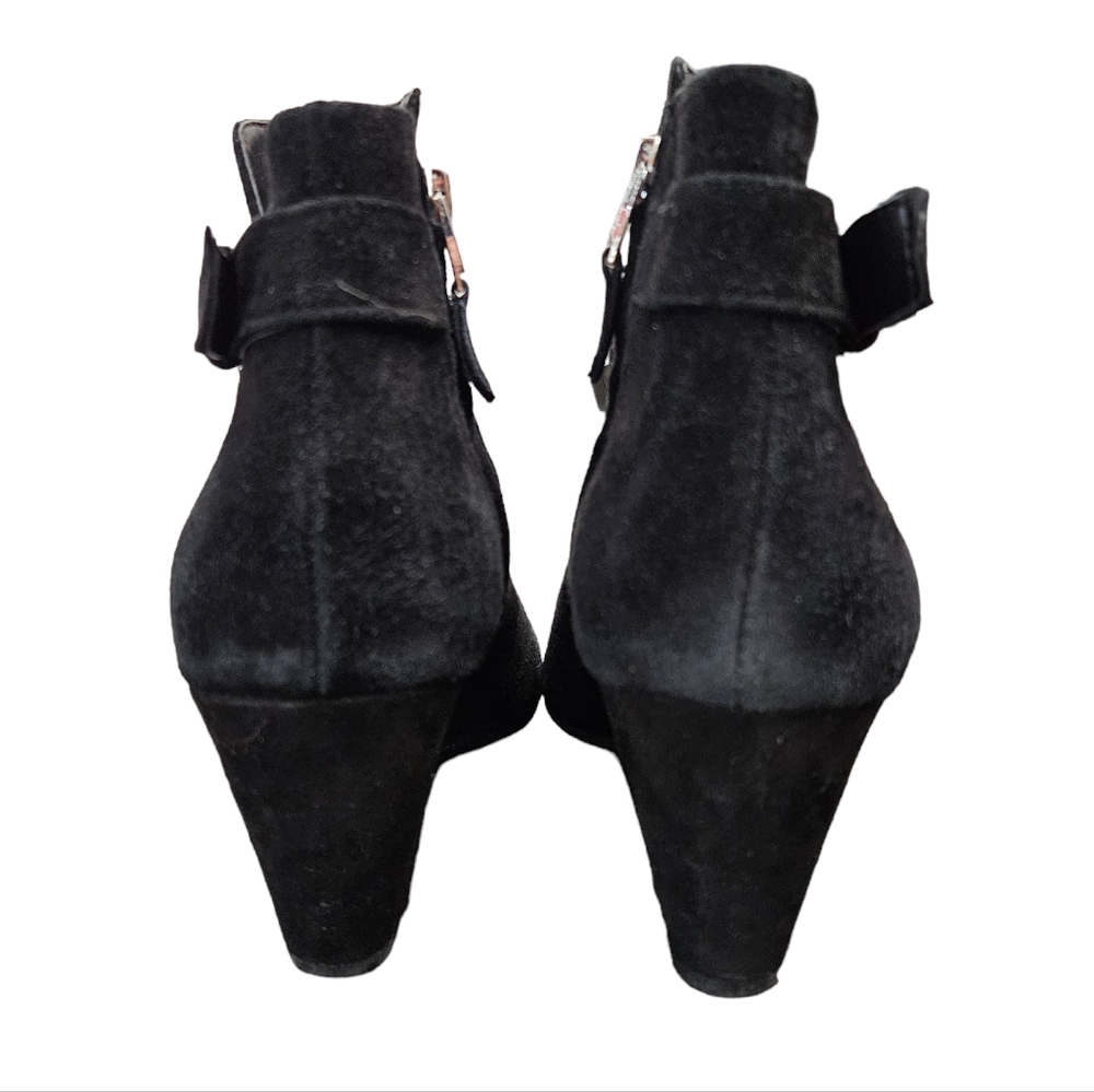 Sam Edelman Mona Black Suede Leather Ankle Booties Zipper Side EUC Ladies Size 8 - Picture 8 of 13